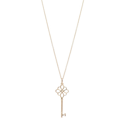 Tiffany 18K Yellow Gold Knot Key Pendant Necklace 1 of 4