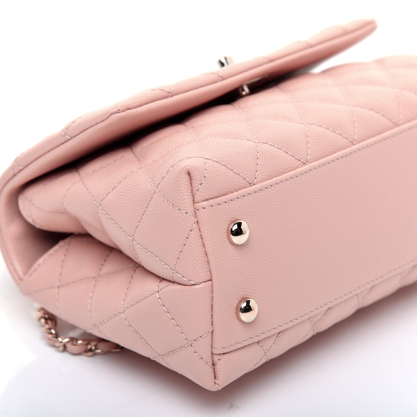 Caviar Quilted Mini Coco Handle Flap Light Pink