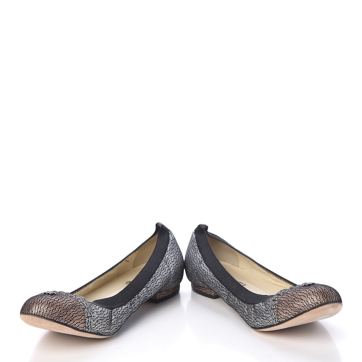 Metallic Lace Cap Toe Ballerina Flats 40 Silver