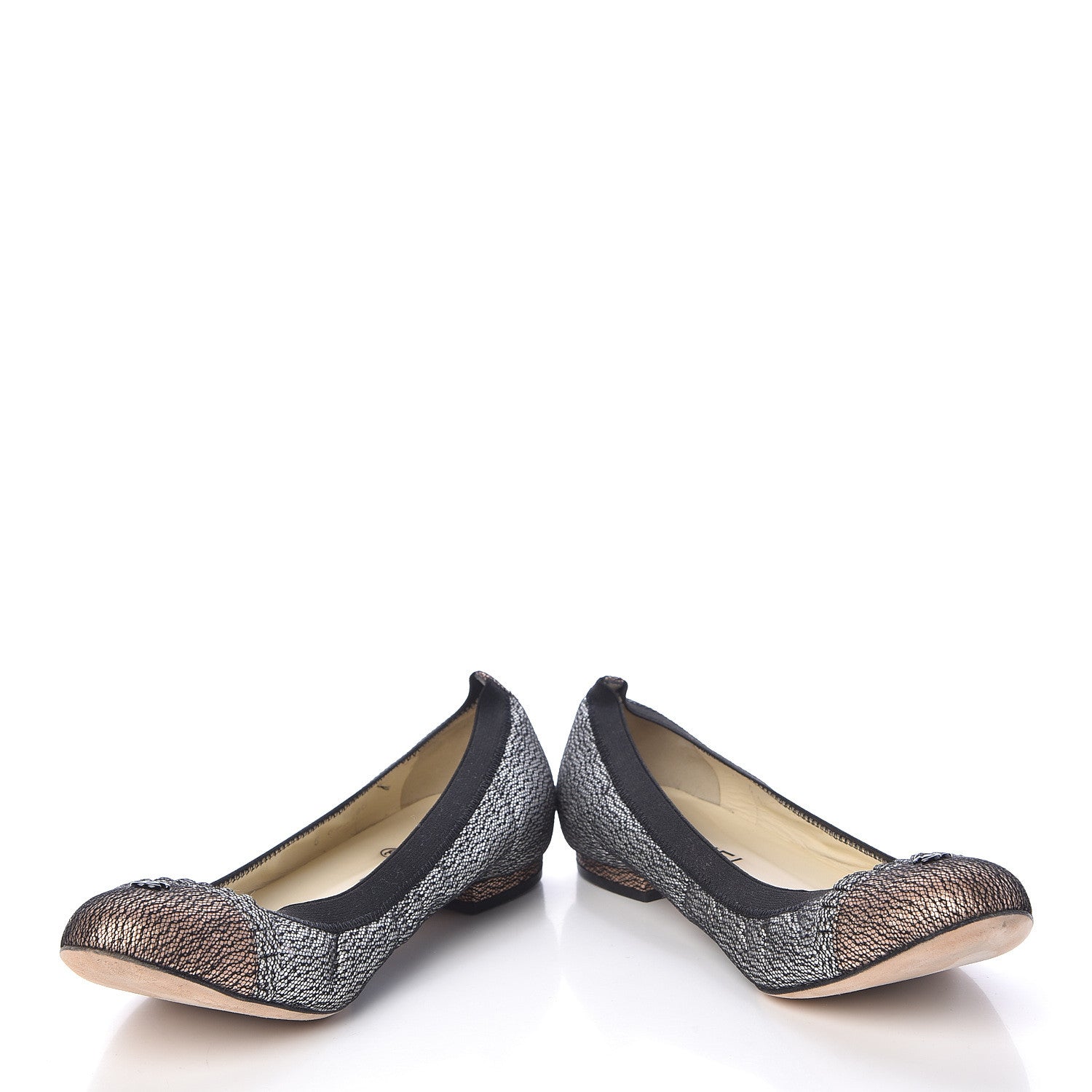 Chanel Metallic Lace Cap Toe Ballerina Flats 40 Silver 5 of 11