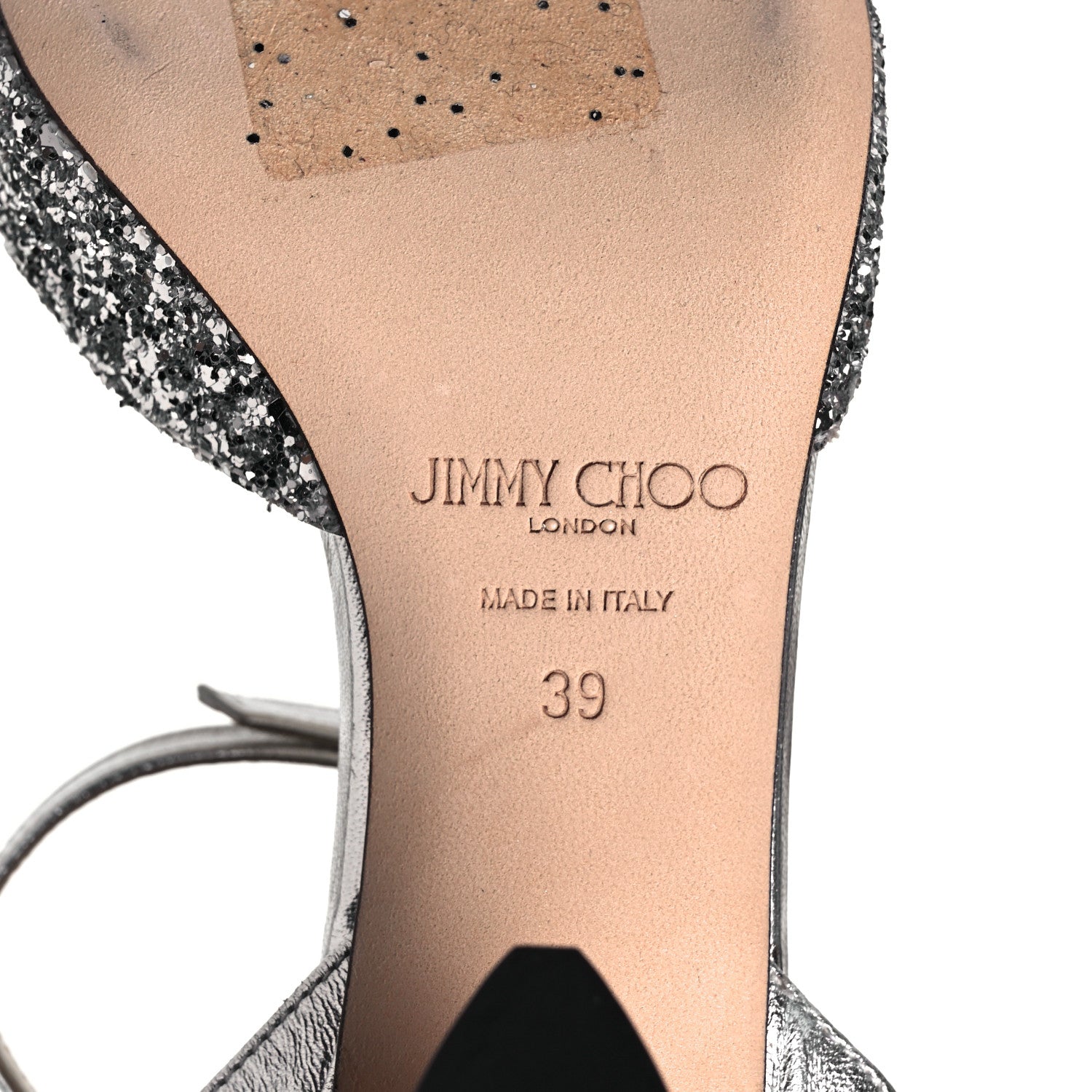 Jimmy Choo Coarse Glitter Miranda Sandals 39 Silver 6 of 7