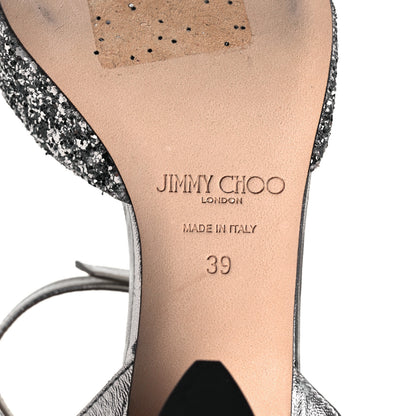 Jimmy Choo Coarse Glitter Miranda Sandals 39 Silver 6 of 7