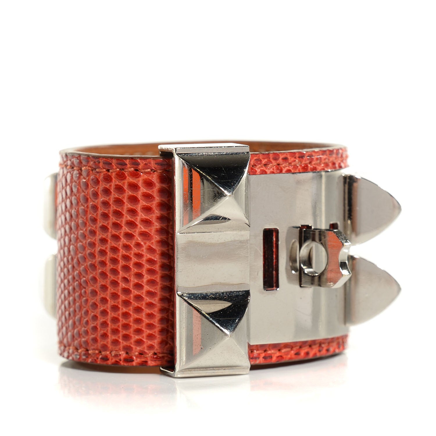 Hermes Lizard Collier De Chien CDC Bracelet S Sanguine 3 of 7