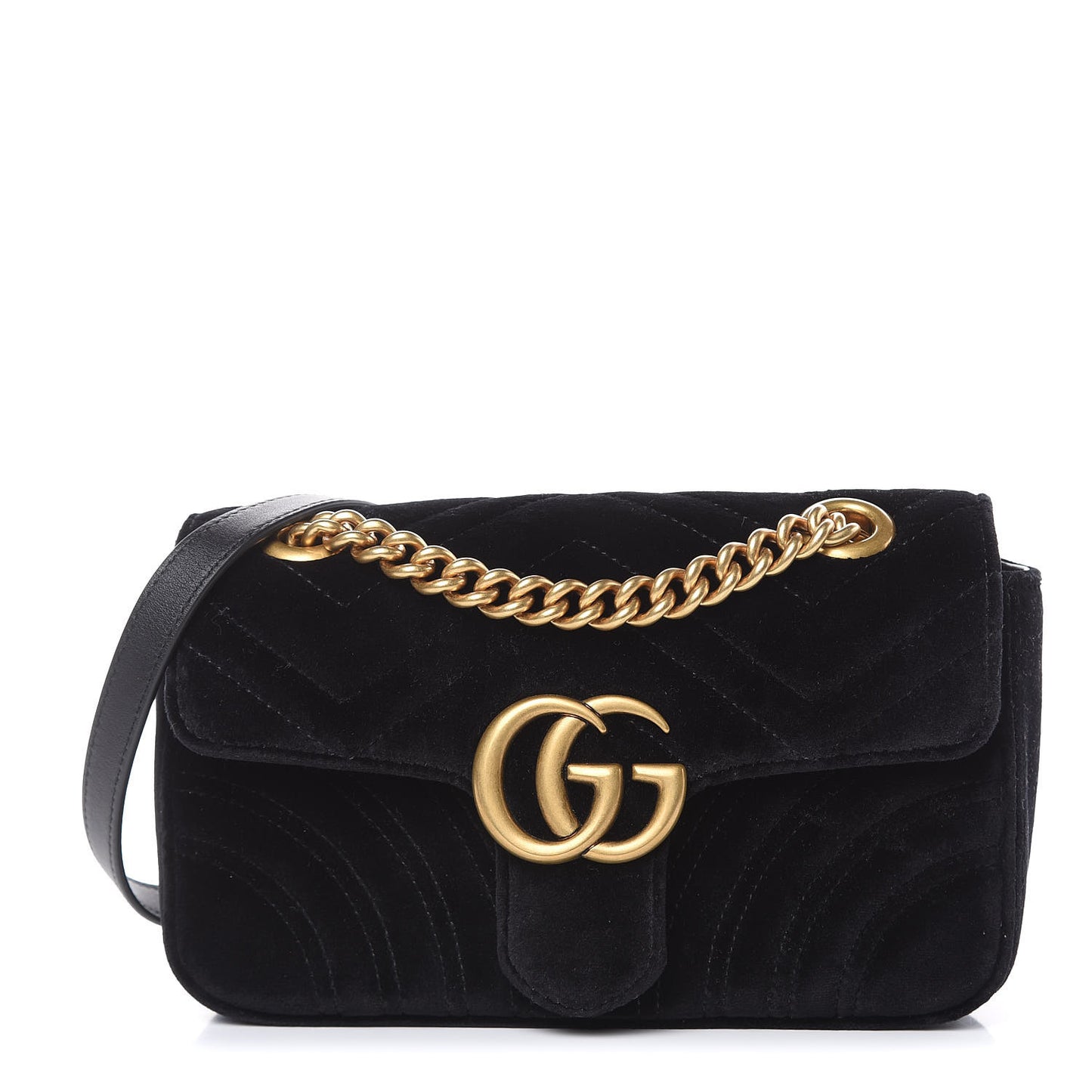 Velvet Matelasse Mini GG Marmont Shoulder Bag Black
