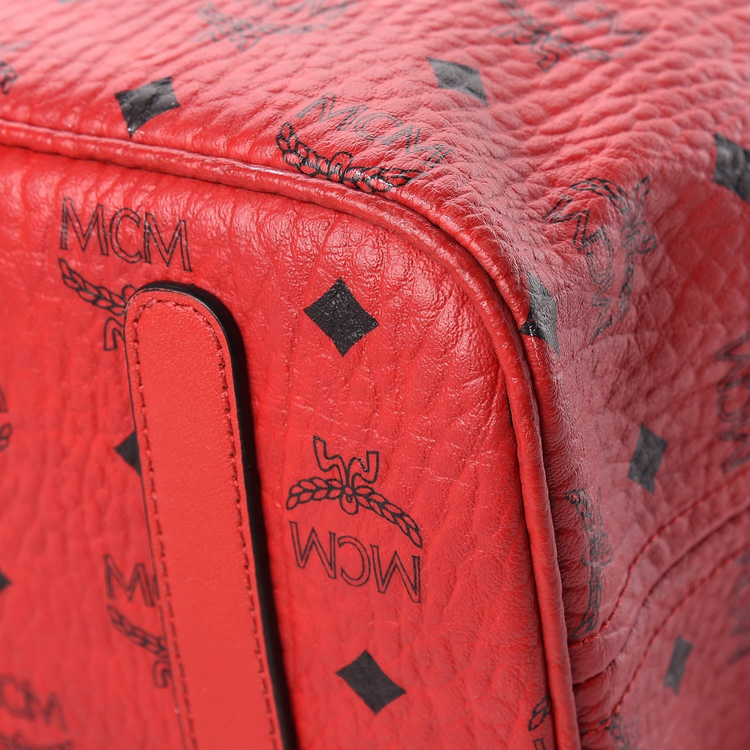 MCM Visetos Medium Anya Shopper Tote Ruby Red 8 of 12