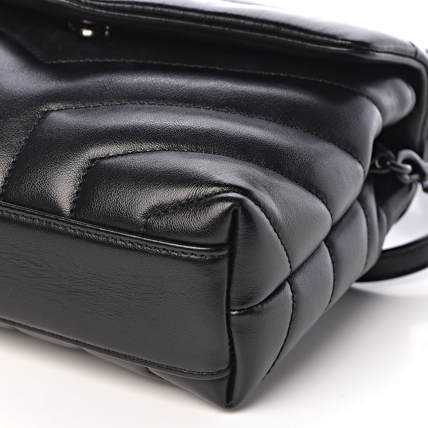 Calfskin Y Quilted Monogram Toy Loulou Crossbody Bag Black