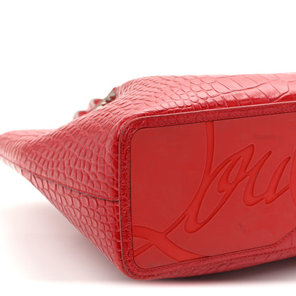 Christian Louboutin Crocodile Embossed Calfskin Spiked Small Cabarock Shopper Tote Red 8 of 10