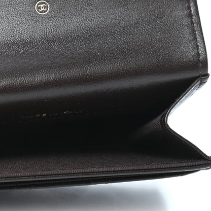 Chanel Lambskin Quilted Flap Card Holder Wallet Dark Brown 5 of 9