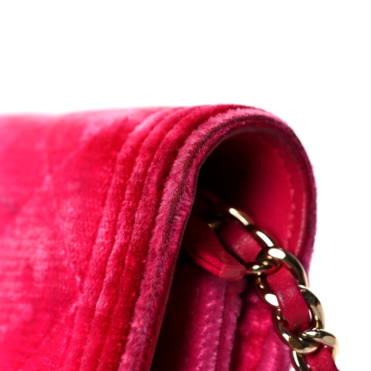Velvet Quilted Boy Wallet On Chain WOC Fuchsia