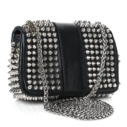 Christian Louboutin Calfskin Spikes Sweety Charity Crossbody Bag Black Silver 3 of 10