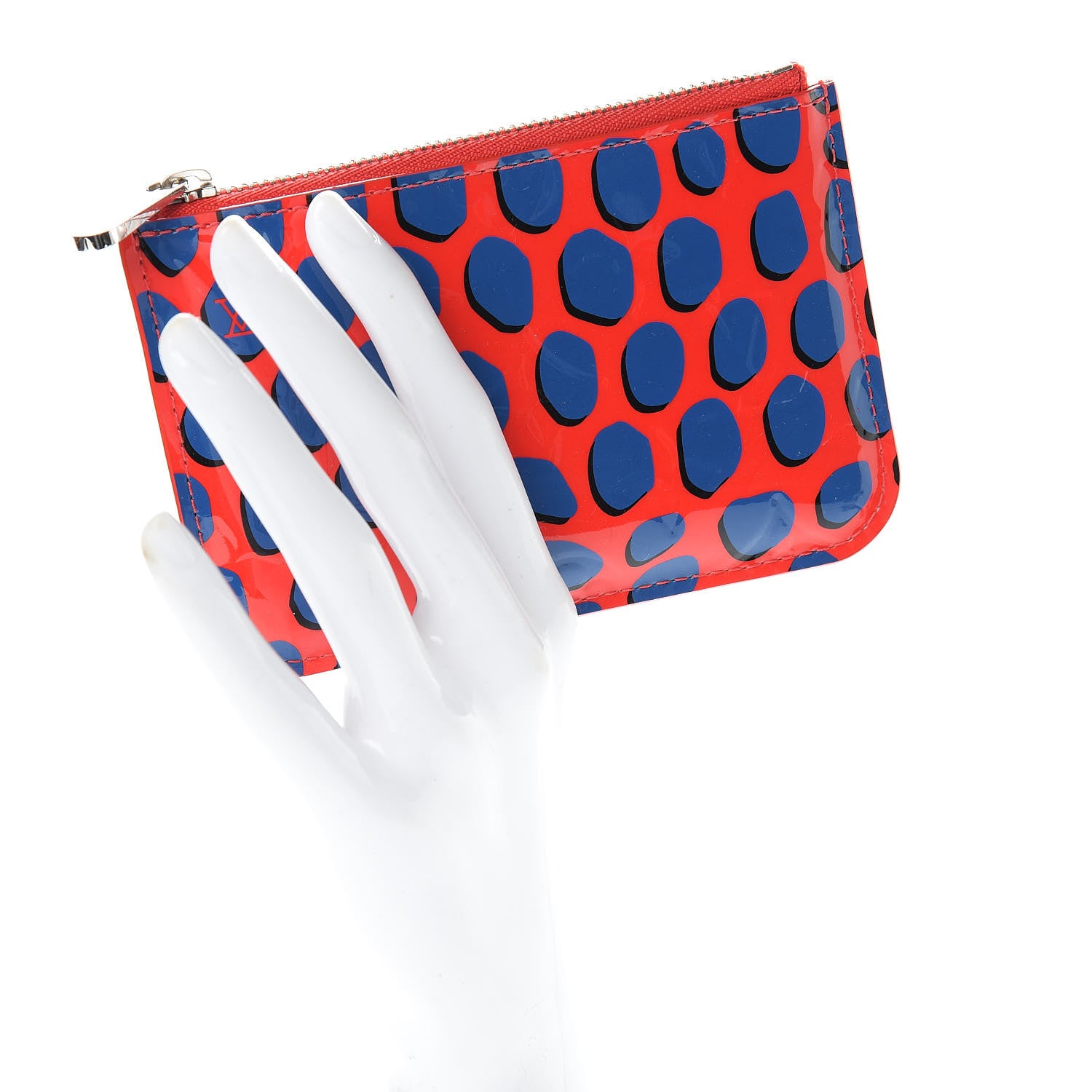 Louis Vuitton Vernis Jungle Dots Key Pouch Coquelicot Denim 2 of 6