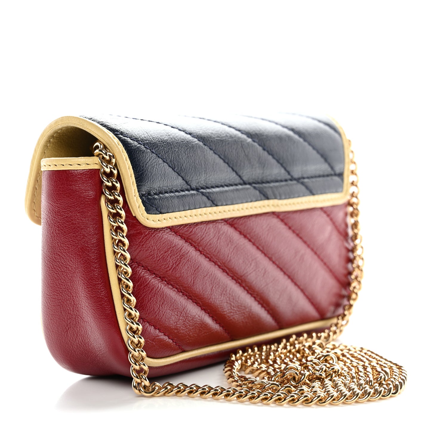 Vintage Effect Calfskin Matelasse Super Mini Torchon GG Marmont Shoulder Bag Black Beige
