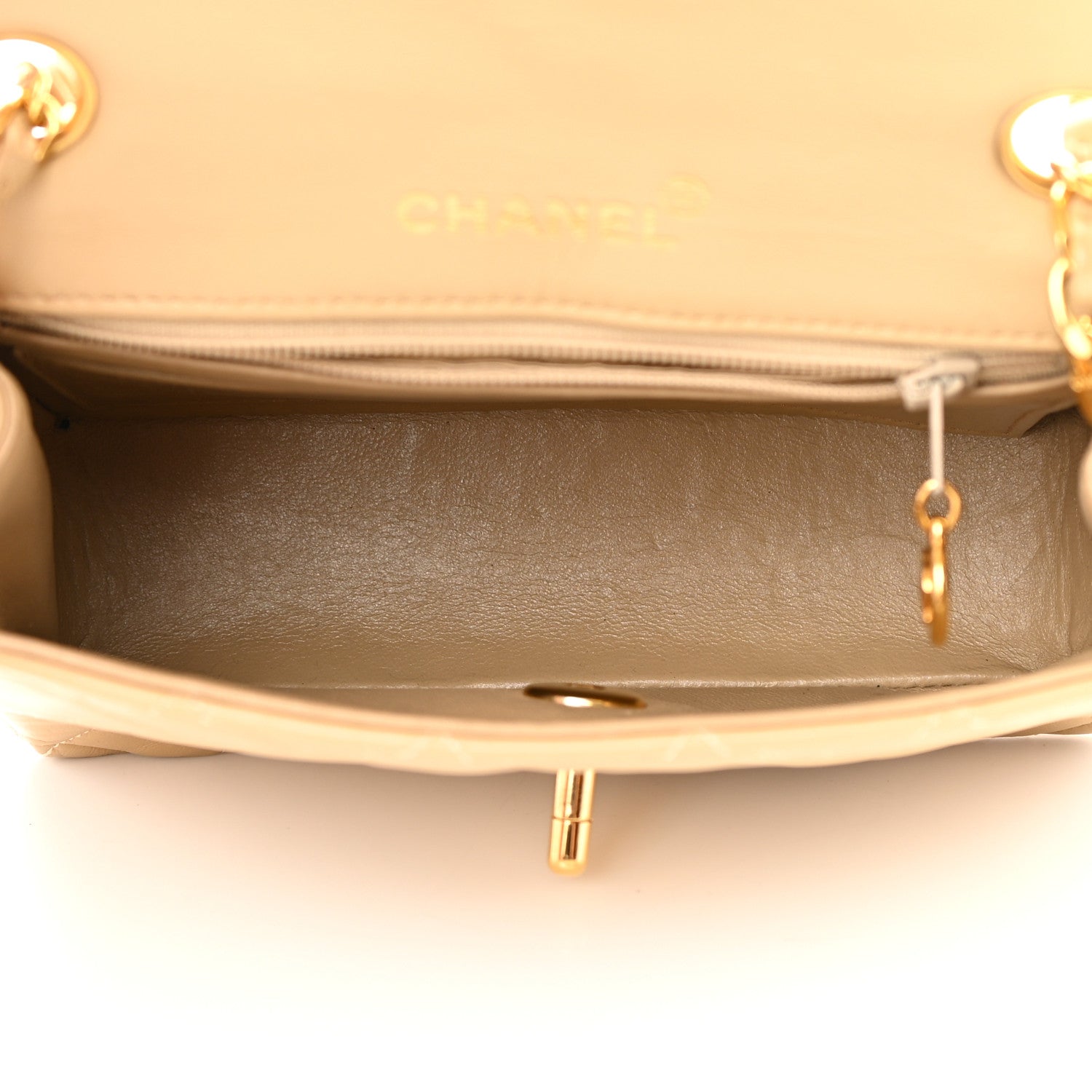 Chanel Lambskin Quilted Mini Square Flap Beige 4 of 14