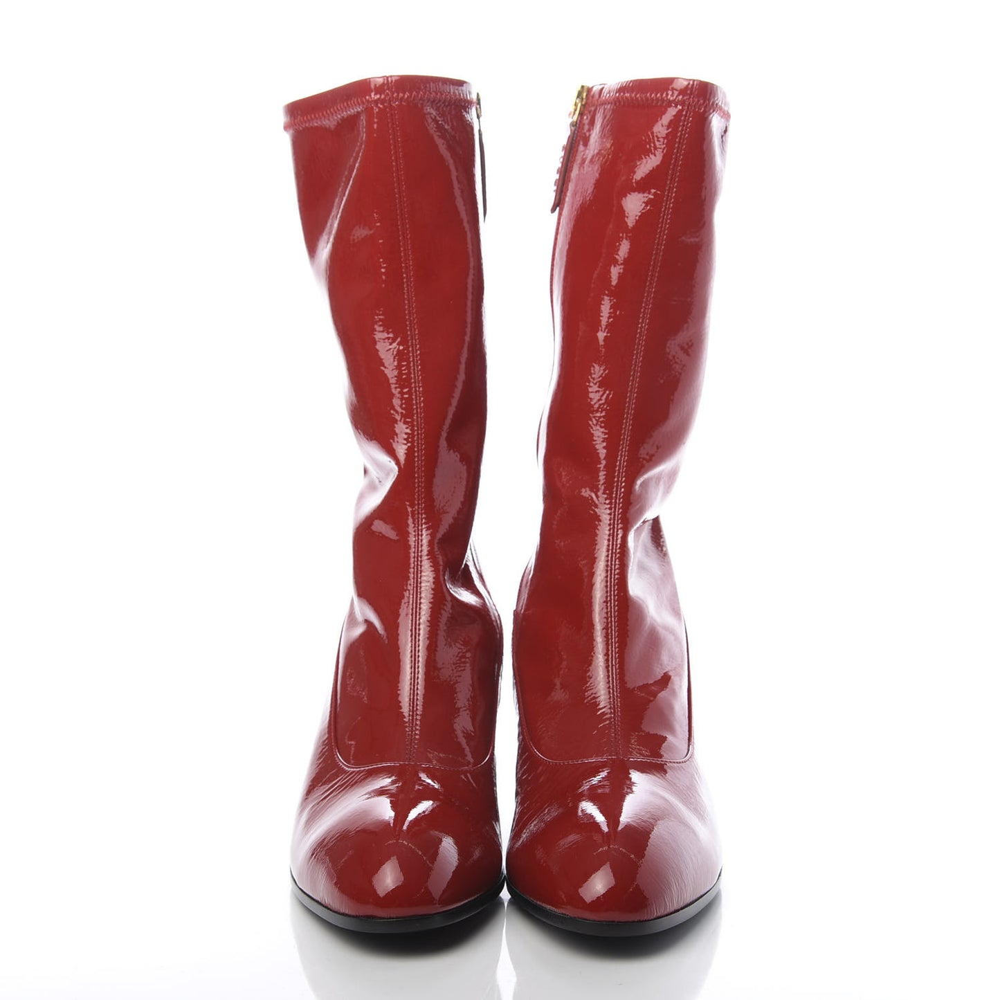 Naplack Patent Printyl Zip Boots 40.5 Hibiscus Red