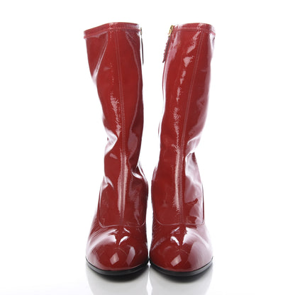Gucci Naplack Patent Printyl Zip Boots 40.5 Hibiscus Red 2 of 9