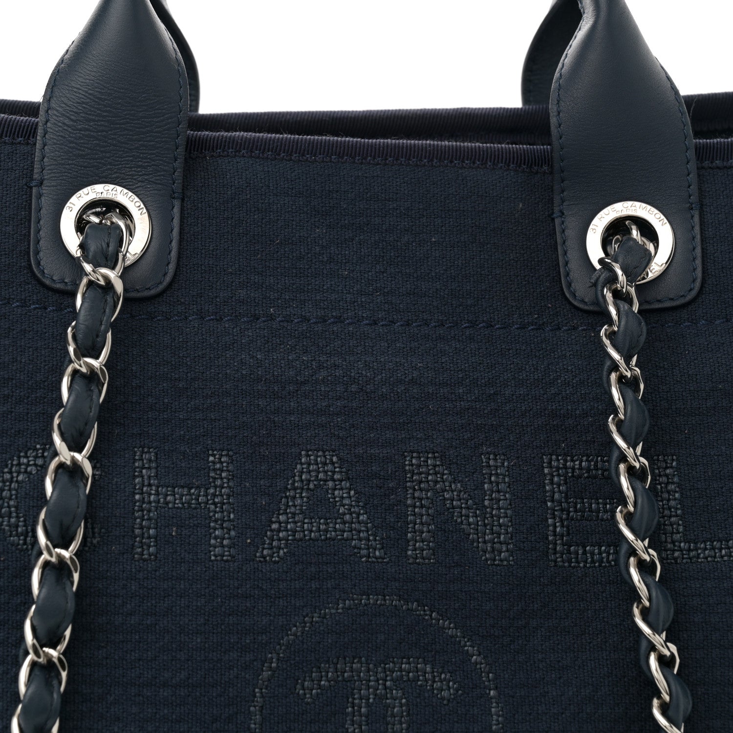 Chanel Mixed Fibers Calfskin Medium Deauville Tote Dark Blue 9 of 13