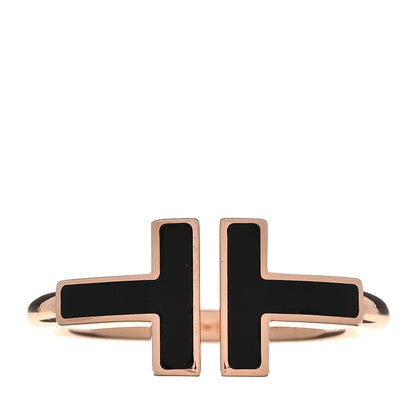Tiffany 18K Rose Gold Black Onyx T Wire Ring 49 5 1 of 5