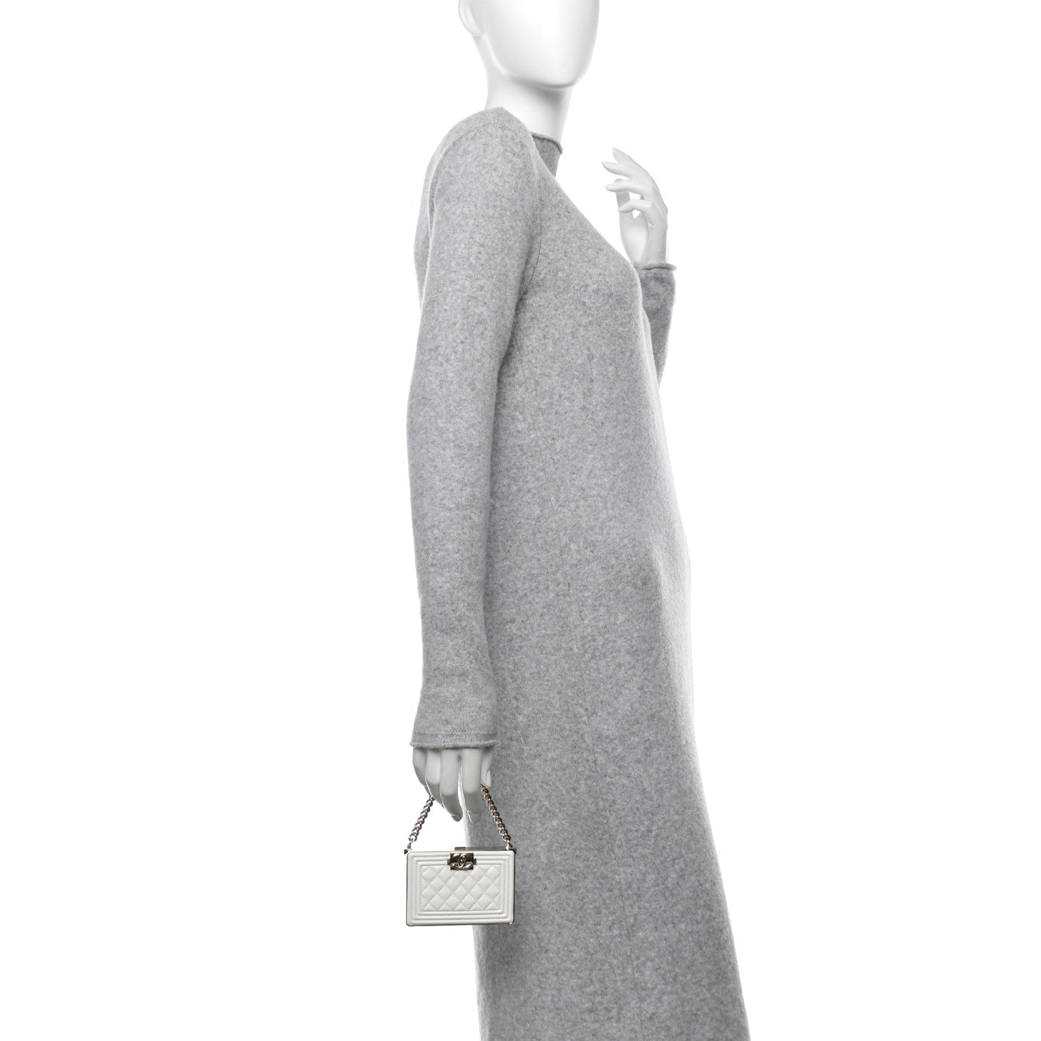 Chanel Patent Calfskin Boy Minaudiere White 3 of 15