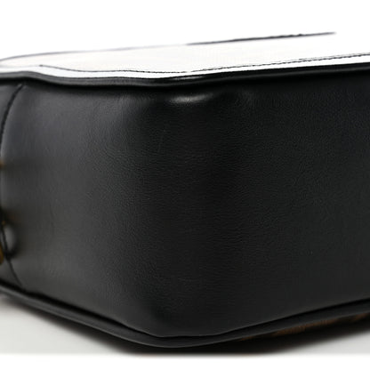 Fendi Glazed Fabric Vitello Century FF 1974 Stamp Patch Mini Camera Case Mogano Panna Black 9 of 10