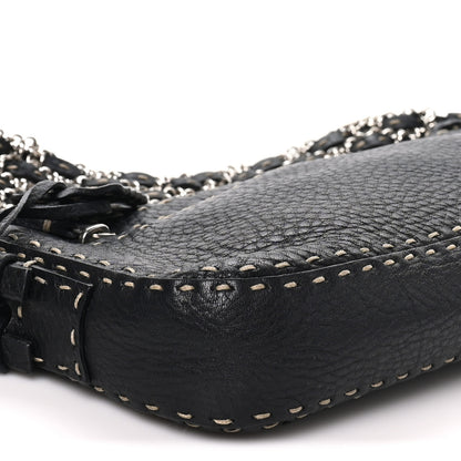 Fendi Calfskin Romano Selleria Chain Shoulder Bag Black 7 of 9