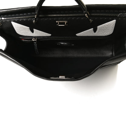 Fendi Calfskin Romano Selleria Monster Eyes Large Mens Peekaboo Iconic Essential Satchel Black White 4 of 15