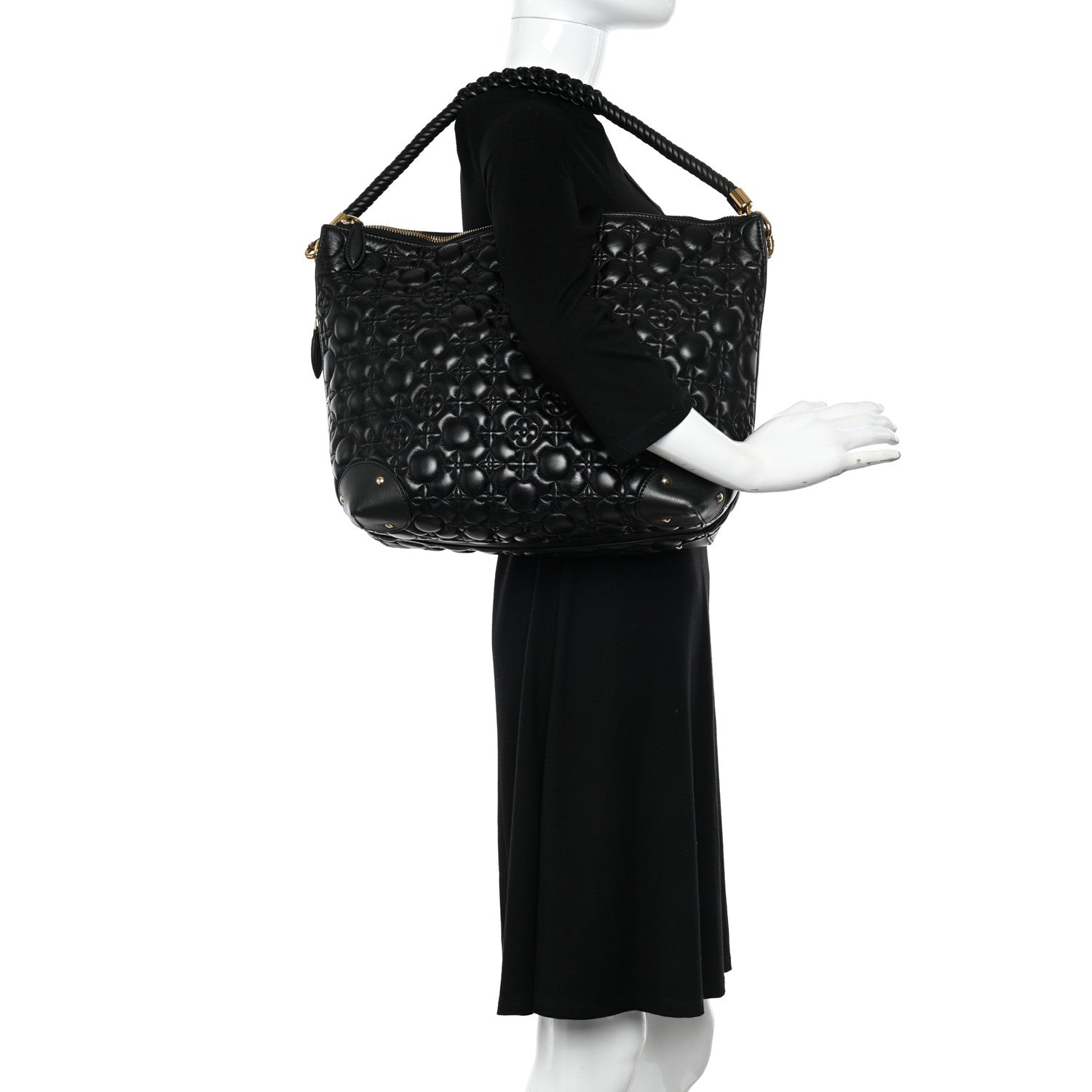 Louis Vuitton Lambskin Quilted Flowers Triangle Softy Black 2 of 10