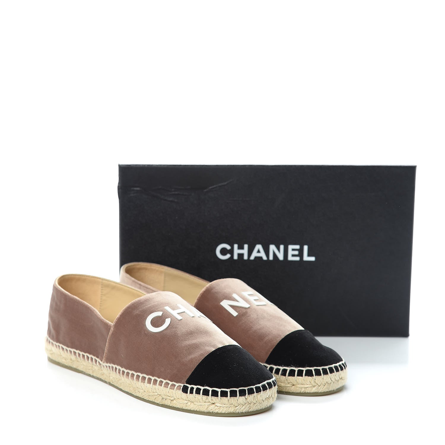 Chanel Velvet Logo Espadrilles 40 Beige Black 10 of 10