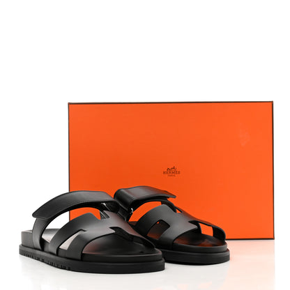 Hermes Calfskin Womens Chypre Sandals 38 Black 8 of 8