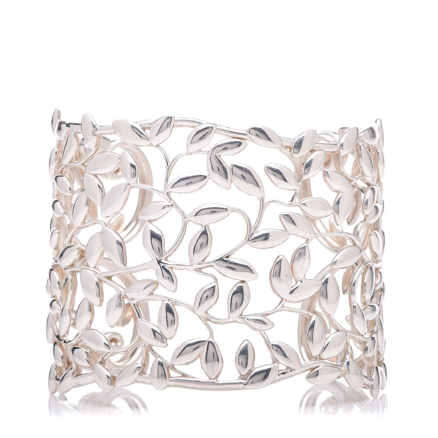Tiffany Sterling Silver Wide Paloma Picasso Olive Leaf Cuff Bracelet 1 of 5