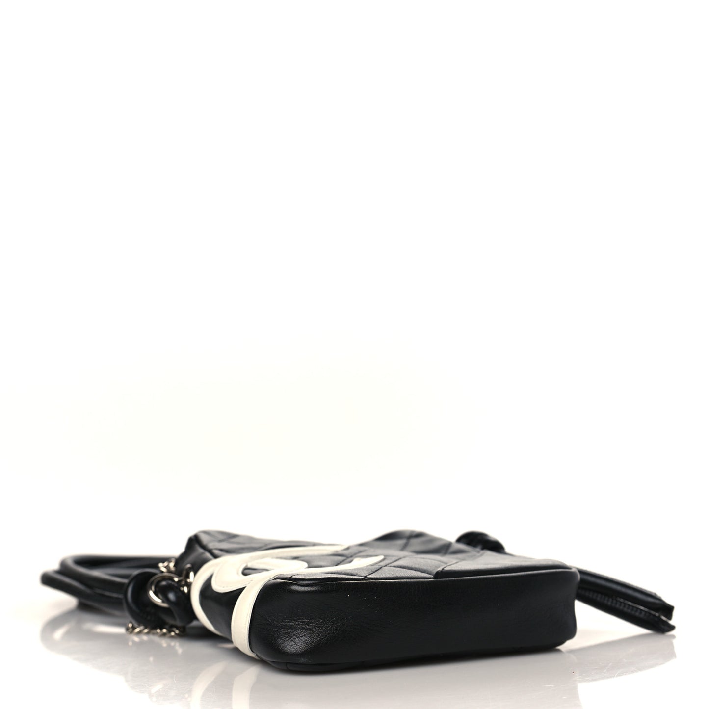 Calfskin Quilted Small Cambon Messenger Black White
