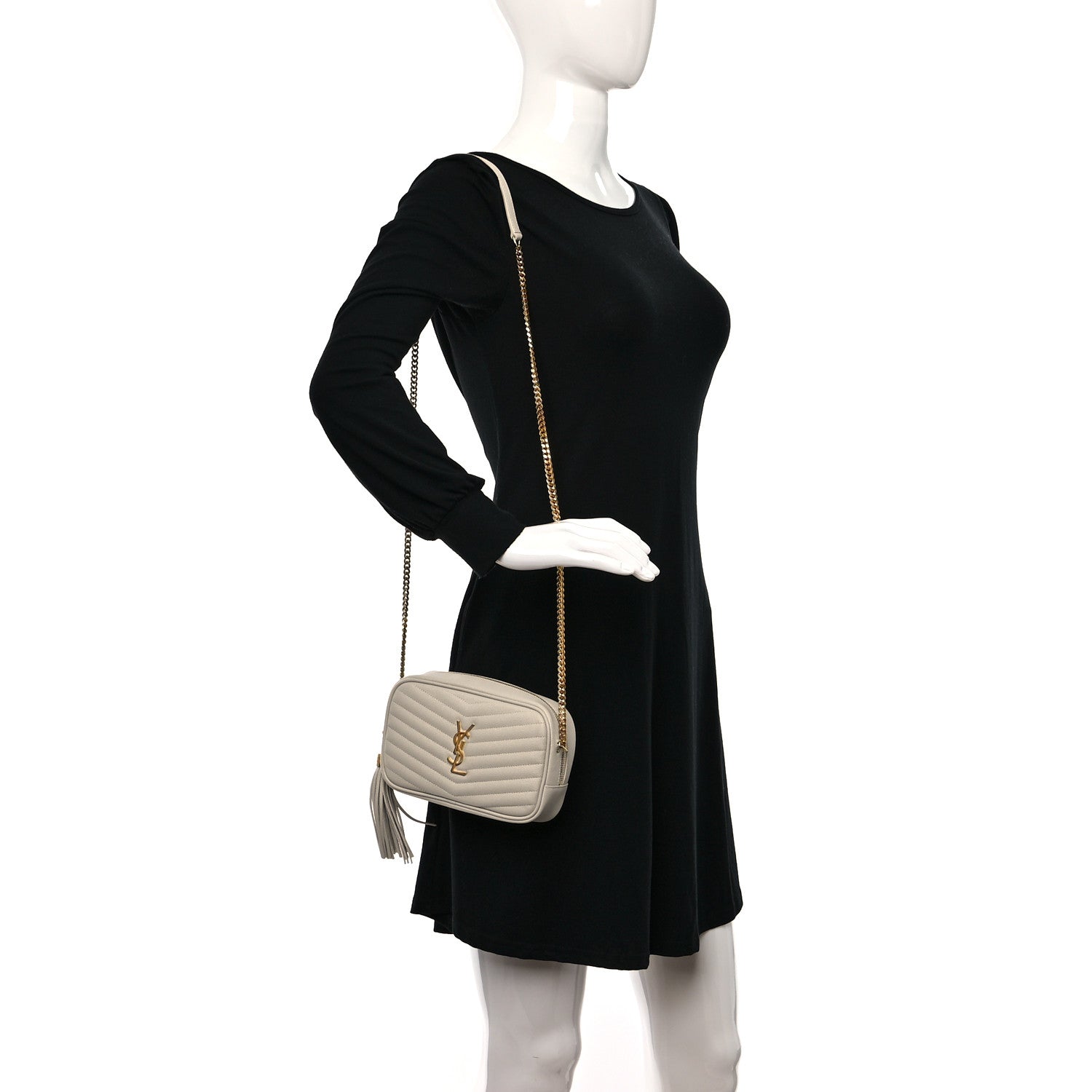 Saint Laurent Grain De Poudre Matelasse Monogram Mini Lou Camera Bag Crema Soft 2 of 10