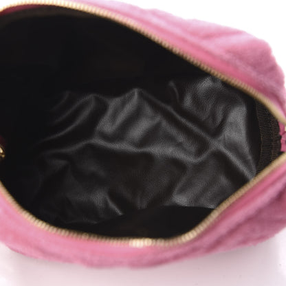 Fendi Terry Cloth Vitello Century Matte FF 1974 Embossed Small Trapezoid Beauty Pouch Lollypop 4 of 7