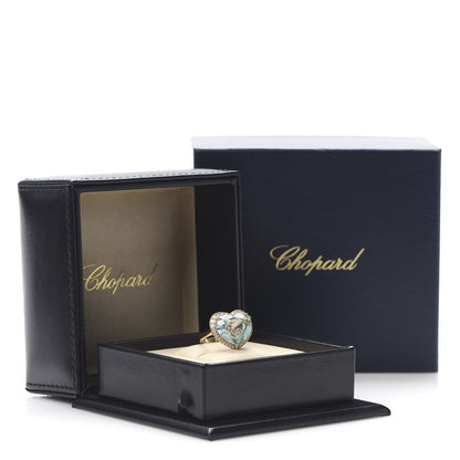 Chopard 18K Yellow Gold Diamond Crystal So Happy Heart Ring Green 54 7 5 of 5