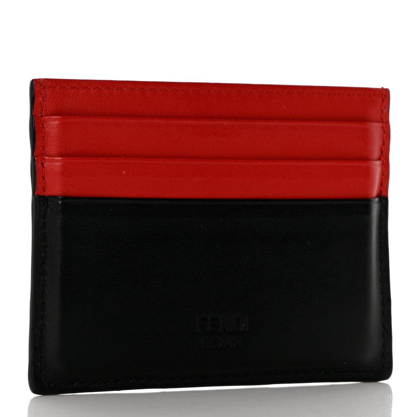 Vitello Century Monster Eyes Inlay Card Holder Black Giallo Rosso