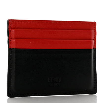 Fendi Vitello Century Monster Eyes Inlay Card Holder Black Giallo Rosso 3 of 10