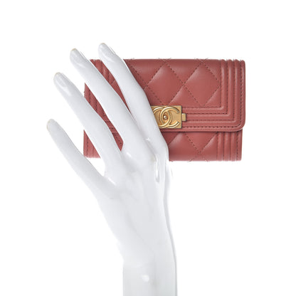 Chanel Lambskin Quilted Boy Card Holder Wallet Rosewood 2 of 11