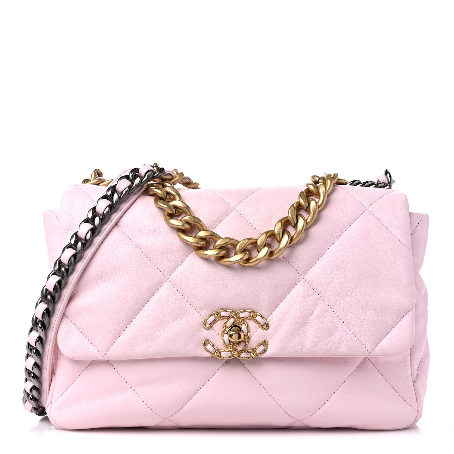Chanel Lambskin Quilted Large Chanel 19 Flap Light Pink 1 of 9