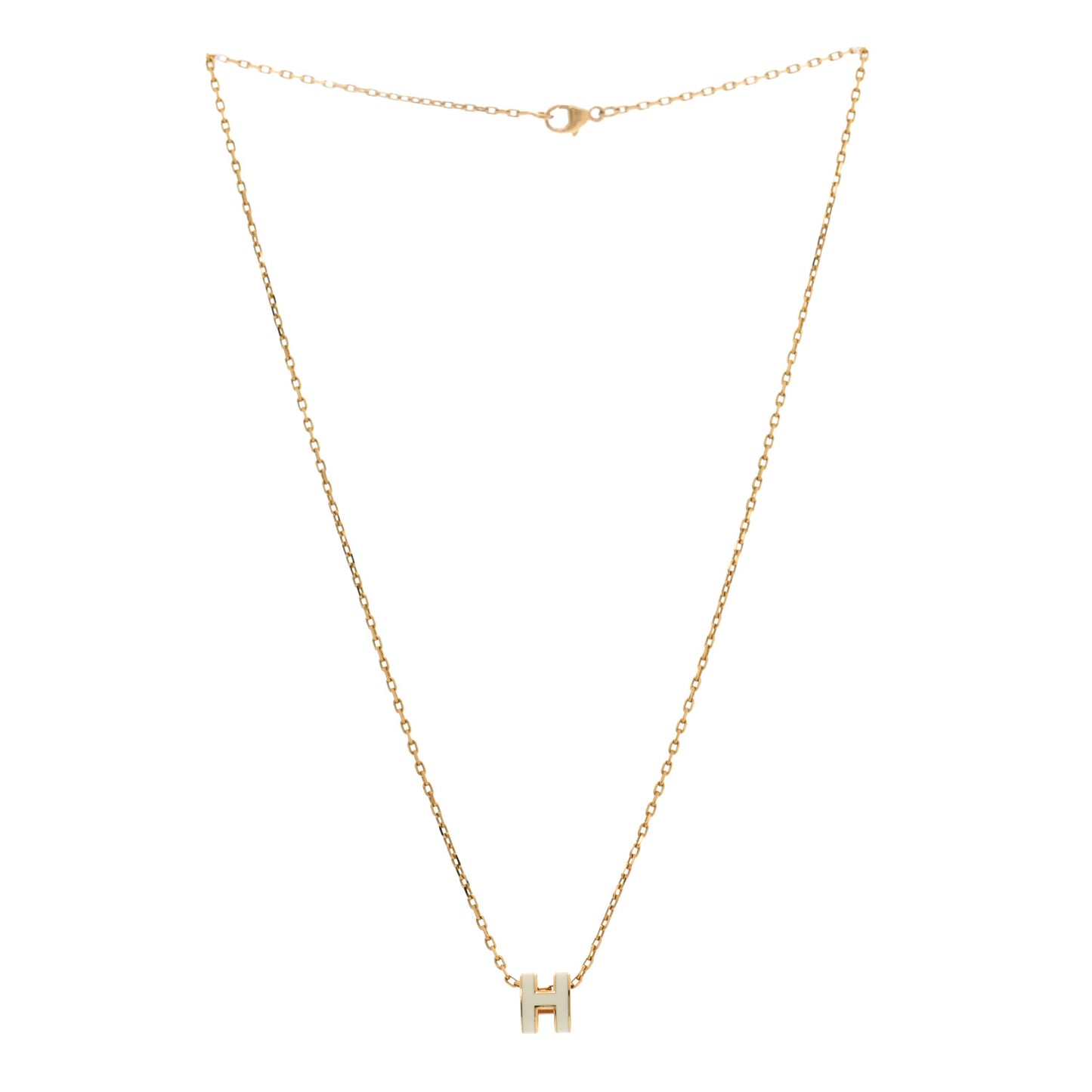 Lacquered Gold Mini Pop H Pendant Necklace White