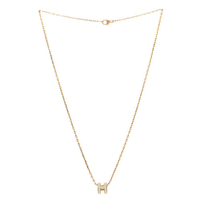 Hermes Lacquered Gold Mini Pop H Pendant Necklace White 3 of 7