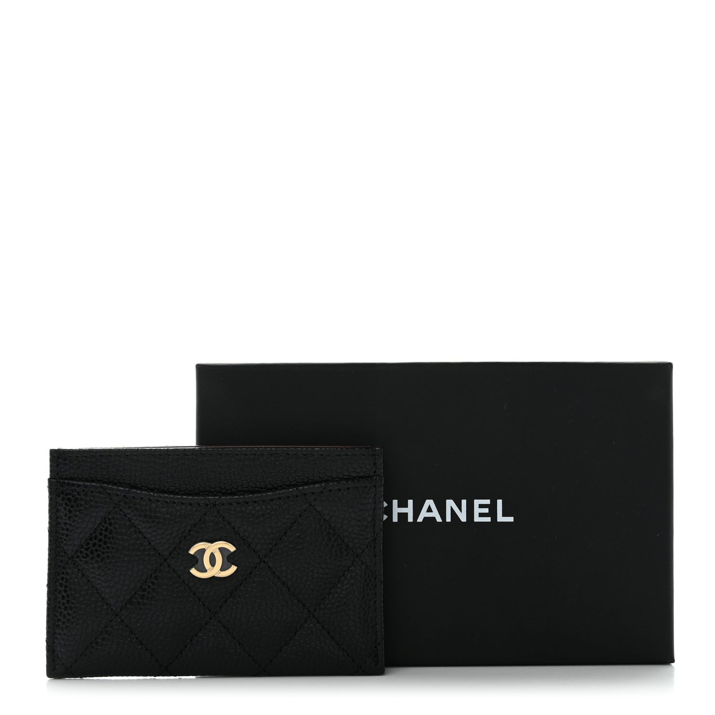 Caviar Quilted Card Holder Black