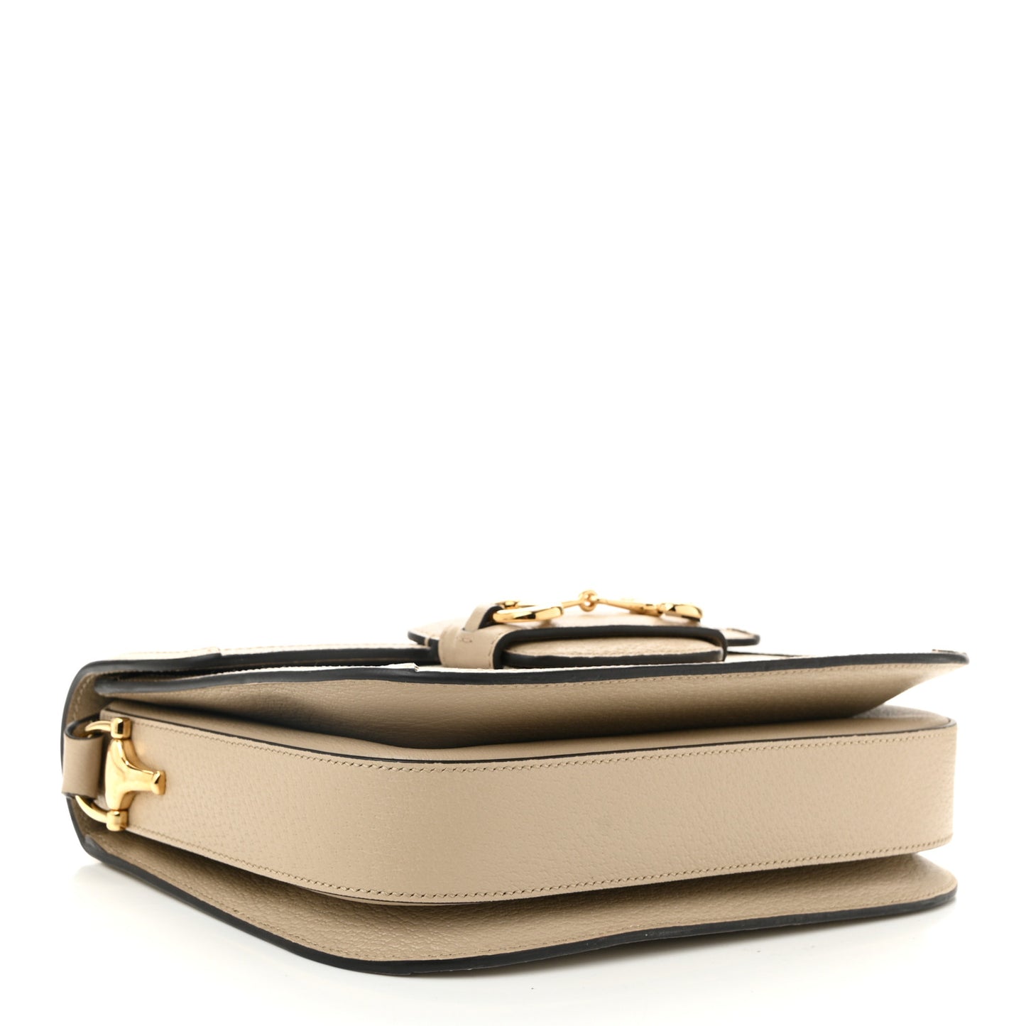 GG Supreme Monogram Textured Dollar Calfskin Horsebit 1955 Shoulder Bag Beige Mystic White Oatmeal