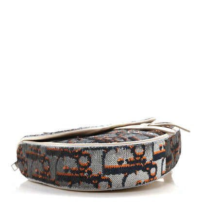 Christian Dior Sequin Oblique Mens Saddle Bag Blue Orange Silver 4 of 10