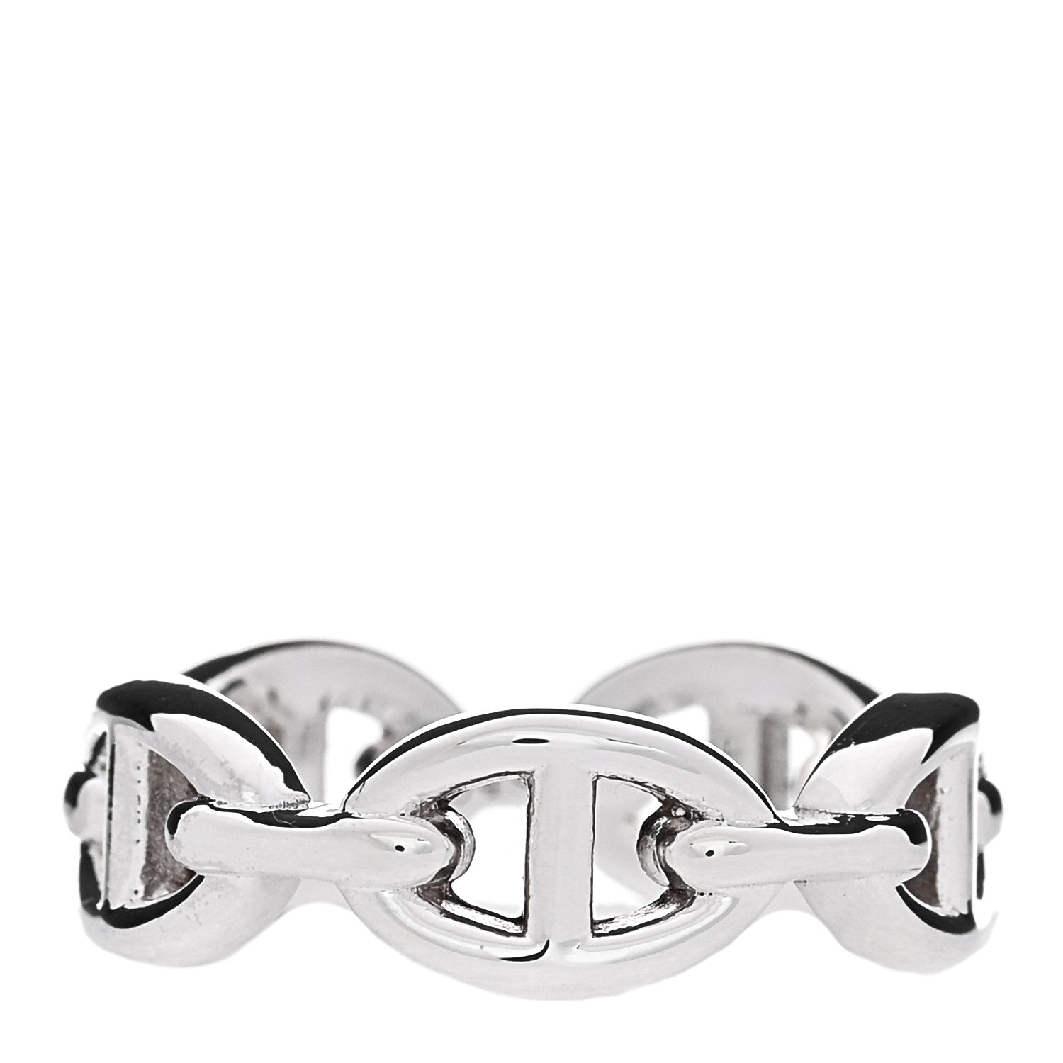 Hermes Sterling Silver PM Chaine d'Ancre Enchainee Band Ring 54 6.75 3 of 6