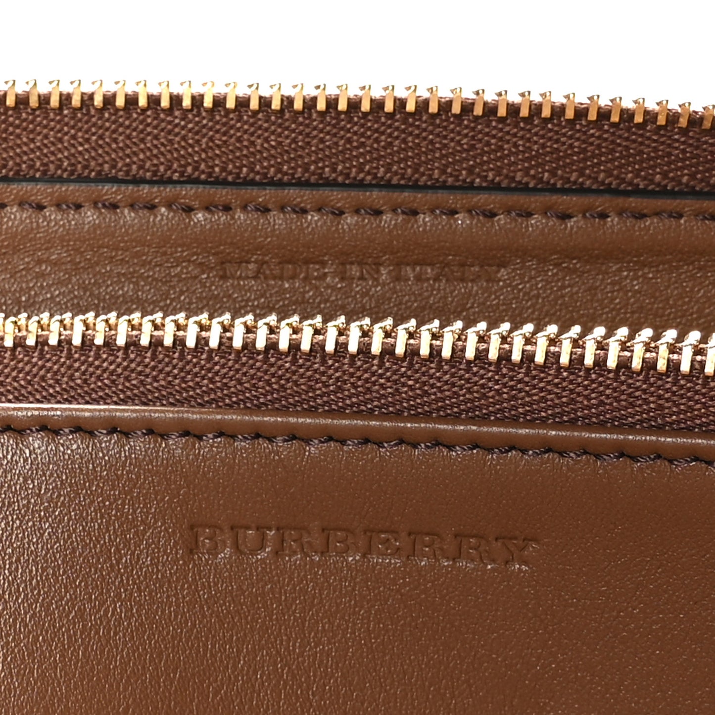 Grainy Calfskin House Check Elmore Zip Around Wallet Tan