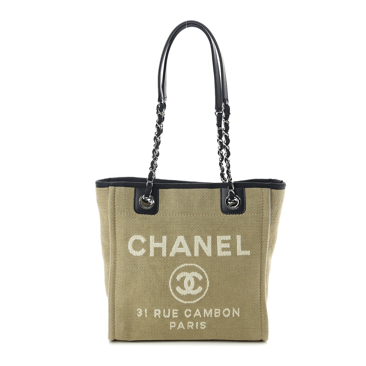 Canvas Mini Deauville Tote Beige Black