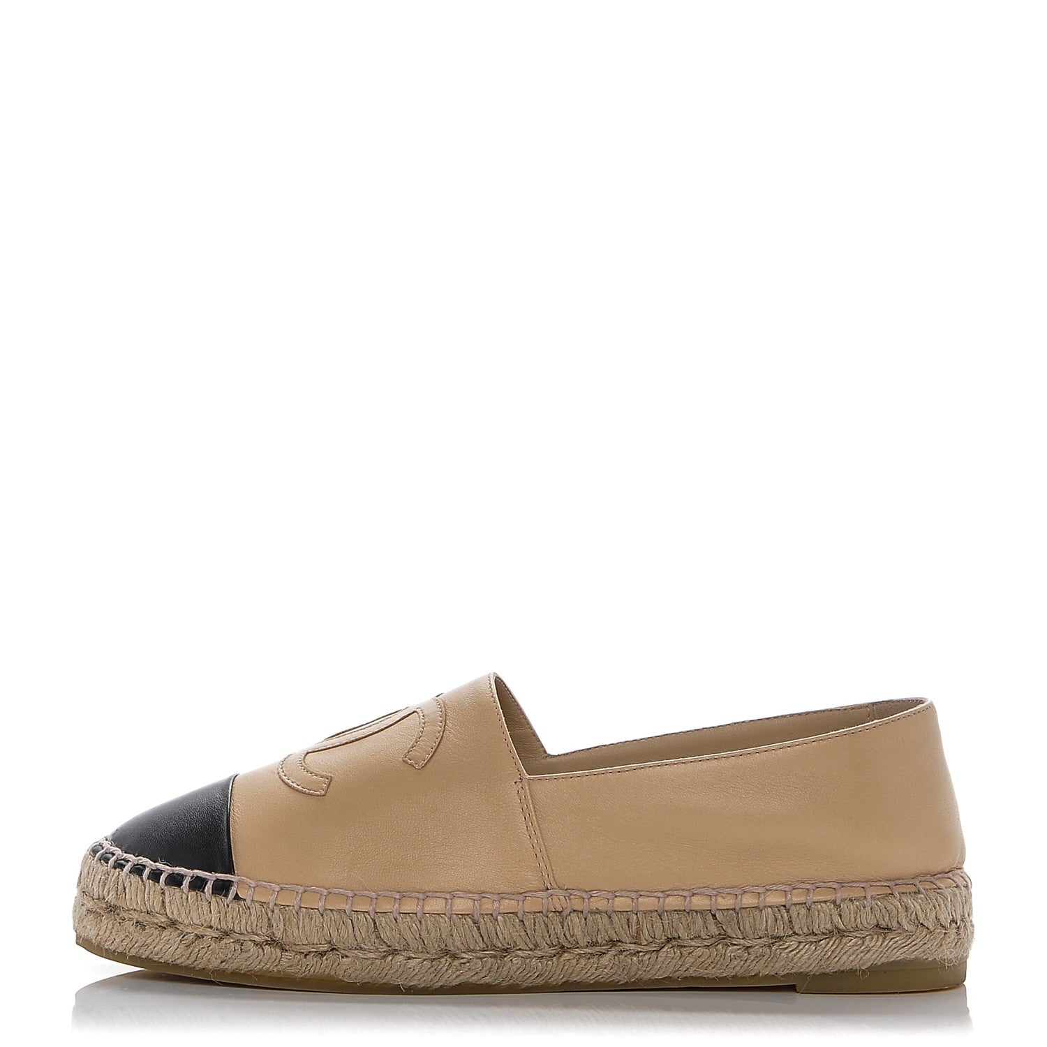 Chanel Lambskin CC Espadrilles 39 Beige Black 1 of 7