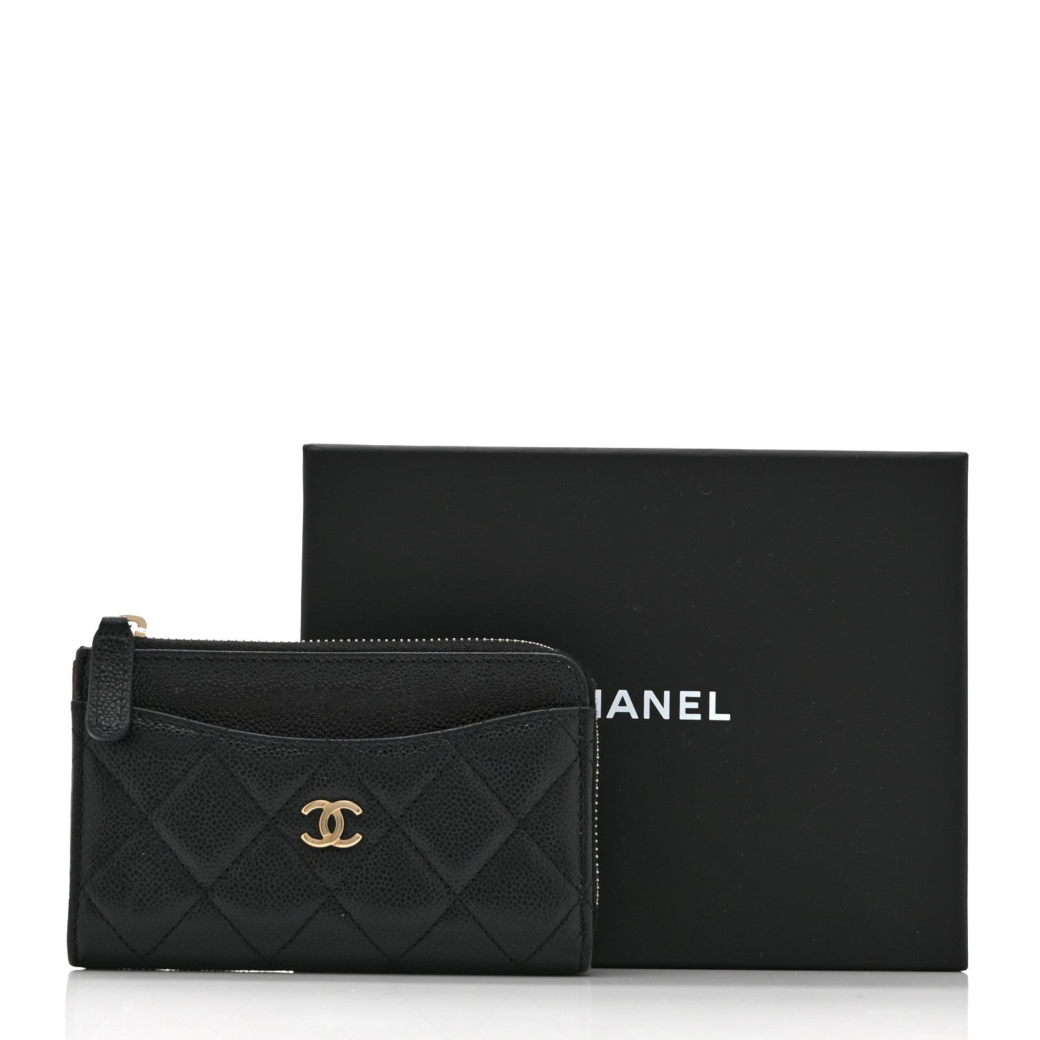 Chanel Caviar Quilted CC Zip Around Card Holder Black 8 of 8