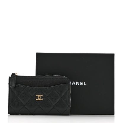Chanel Caviar Quilted CC Zip Around Card Holder Black 8 of 8