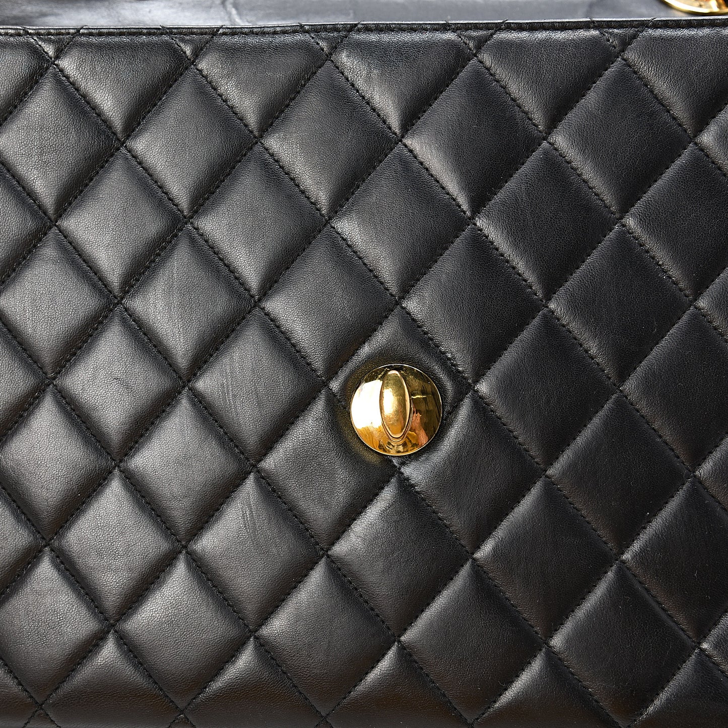 Lambskin Quilted XL Jumbo Single Flap Black
