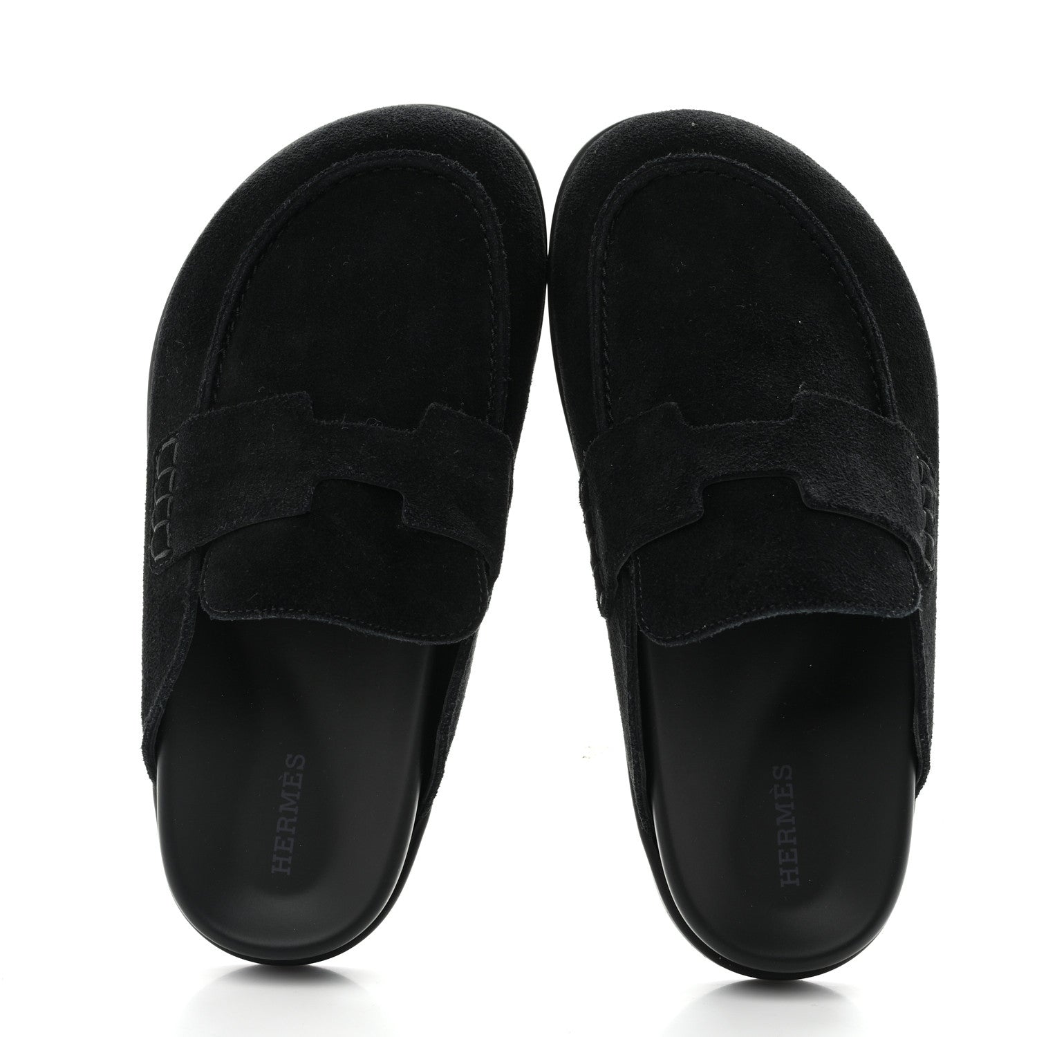 Hermes Suede Calfskin Go Mules 36 Black 2 of 10